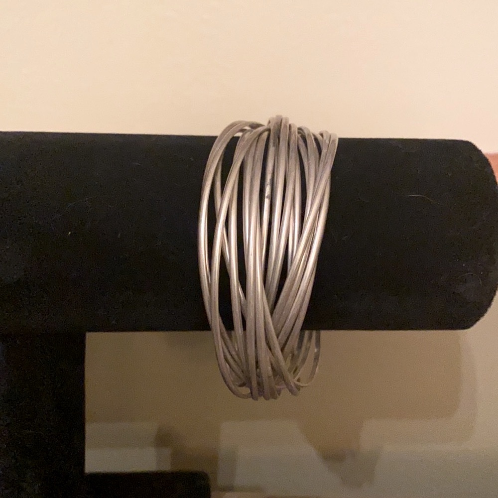 Retired Silpada 925 Sterling Silver 21 Bangle Salute Bracelet.